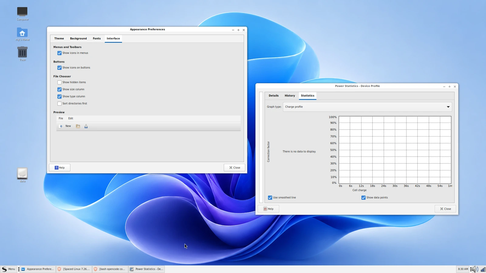 Spaced Linux Windows 11 light theme showing its desktop and coordinated application windows